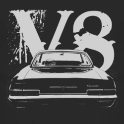 1966 CHEVY BEL AIR Faded Look Rear View White Graphic With V8 Dark T S