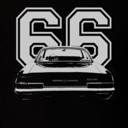 1966 CHEVY BEL AIR Faded Look Rear View White Graphic With Year Dark T