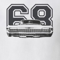 1968 CHEVY IMPALA SS Faded Look Grill View Black Graphic With Year Lig
