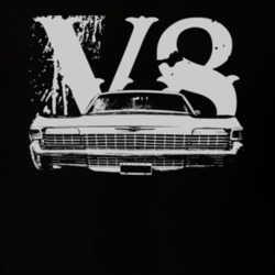 1968 CHEVY IMPALA SS Faded Look Grill View White Graphic With V8 Dark 