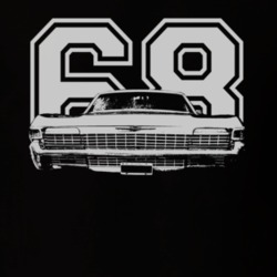 1968 CHEVY IMPALA SS Faded Look Grill View White Graphic With Year Dar