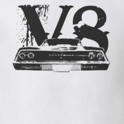 1969 CHEVY BEL AIR Faded Look Rear View Black Graphic With V8 Light T 