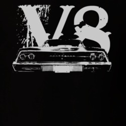 1969 CHEVY BEL AIR Faded Look Rear View White Graphic With V8 Dark T S