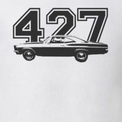 1966 CHEVY IMPALA SS Faded Look Side View Black Graphic With Engine Si