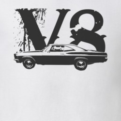 1966 CHEVY IMPALA SS Faded Look Side View Black Graphic With V8 Light 