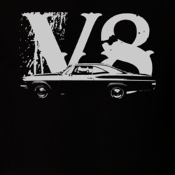 1966 CHEVY IMPALA SS Faded Look Side View White Graphic With V8 Dark T