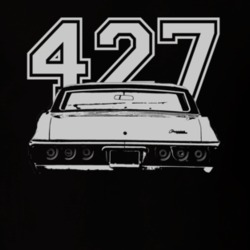 1968 CHEVY CAPRICE Rear View White Graphic With Engine Size Dark T Shi