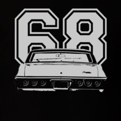 1968 CHEVY CAPRICE Rear View White Graphic With Year Dark T Shirt