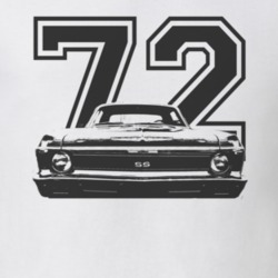 1972 CHEVY NOVA Grill View Black Graphic Wth Year Light T Shirt