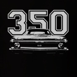 1972 CHEVY NOVA Grill View White Graphic Wth Engine Size Dark T Shirt
