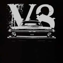 1972 CHEVY NOVA Grill View White Graphic Wth V8 Dark T Shirt