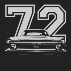 1972 CHEVY NOVA Grill View White Graphic Wth Year Dark T Shirt