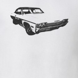 1968 CHEVY IMPALA SS Faded Look Side View Black Graphic Light T Shirt