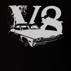 Untitled1968 CHEVY IMPALA SS Faded Look Side View White Graphic With V