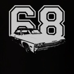 Untitled1968 CHEVY IMPALA SS Faded Look Side View White Graphic With Y