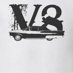 1959  GALAXIE Faded Look Side View Black Graphic With V8 Light T Shirt