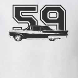 1959  GALAXIE Faded Look Side View Black Graphic With Year Light T Shi