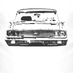 1963  GALAXIE Faded Look Grill View Black Graphic Light T Shirt