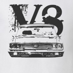 1963  GALAXIE Faded Look Grill View Black Graphic With V8 Light T Shir