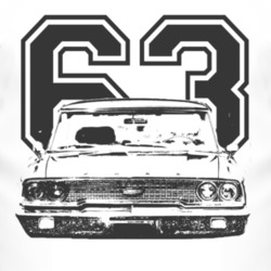 1963  GALAXIE Faded Look Grill View Black Graphic With Year Light T Sh
