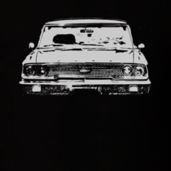 1963  GALAXIE Faded Look Grill View White Graphic Dark T Shirt