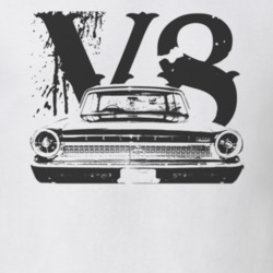 1963  GALAXIE Faded Look Rear View Black Graphic With V8 Light T Shirt