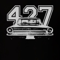 1963  GALAXIE Faded Look Rear View White Graphic With Engine Size Dark