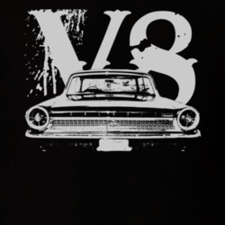 1963  GALAXIE Faded Look Rear View White Graphic With V8 Dark T Shirt