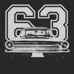 1963  GALAXIE Faded Look Rear View White Graphic With Year Dark T Shir