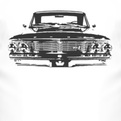 1964  GALAXIE Faded Look Grill View Black Graphic Light T Shirt