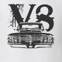 1964  GALAXIE Faded Look Grill View Black Graphic With V8 Light T Shir