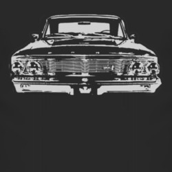 1964  GALAXIE Faded Look Grill View White Graphic Dark T Shirt