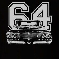 1964  GALAXIE Faded Look Grill View White Graphic With Year Dark T Shi