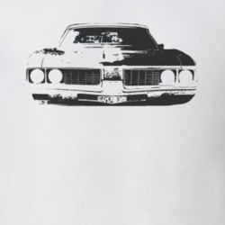 1969 OLDSMOBILE 442 Faded Look Grill View Black Graphic Light T Shirt