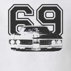 1969 OLDSMOBILE 442 Faded Look Grill View Black Graphic With Year Ligh