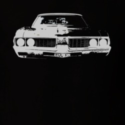 1969 OLDSMOBILE 442 Faded Look Grill View White Graphic Dark T Shirt