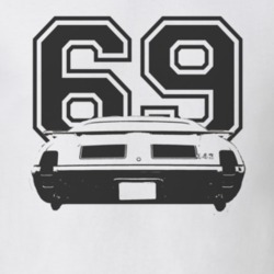 1969 OLDSMOBILE 442 Faded Look Rear View Black Graphic With Year Light