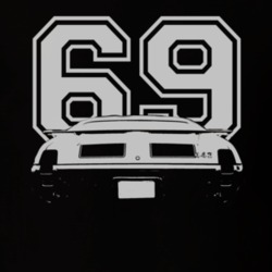 1969 OLDSMOBILE 442 Faded Look Rear View White Graphic With Year Dark 