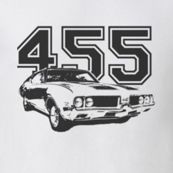 1969 OLDSMOBILE 442 Faded Look Side View Black Graphic With Engine Siz