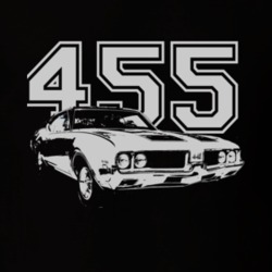 1969 OLDSMOBILE 442 Faded Look Side View White Graphic With Engine Siz