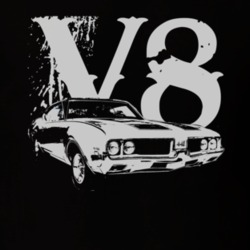 1969 OLDSMOBILE 442 Faded Look Side View White Graphic With V8 Dark T 