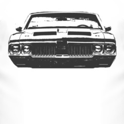 1970 OLDSMOBILE 442 Faded Look Grill View Black Graphic Light T Shirt