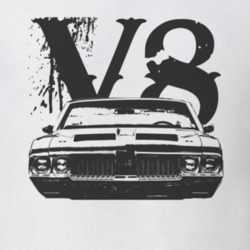1970 OLDSMOBILE 442 Faded Look Grill View Black Graphic With V8 Light 