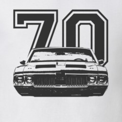 1970 OLDSMOBILE 442 Faded Look Grill View Black Graphic With Year Ligh