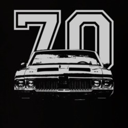 1970 OLDSMOBILE 442 Faded Look Grill View White Graphic With Year Dark