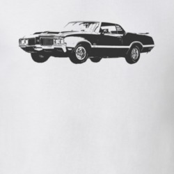 1970 OLDSMOBILE 442 Faded Look Side View Black Graphic Light T Shirt
