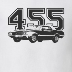 1970 OLDSMOBILE 442 Faded Look Side View Black Graphic With Engine Siz