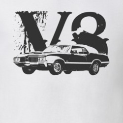 1970 OLDSMOBILE 442 Faded Look Side View Black Graphic With V8 Light T