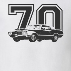 1970 OLDSMOBILE 442 Faded Look Side View Black Graphic With Year Light