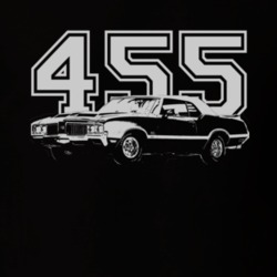 1970 OLDSMOBILE 442 Faded Look Side View White Graphic With Engine Siz